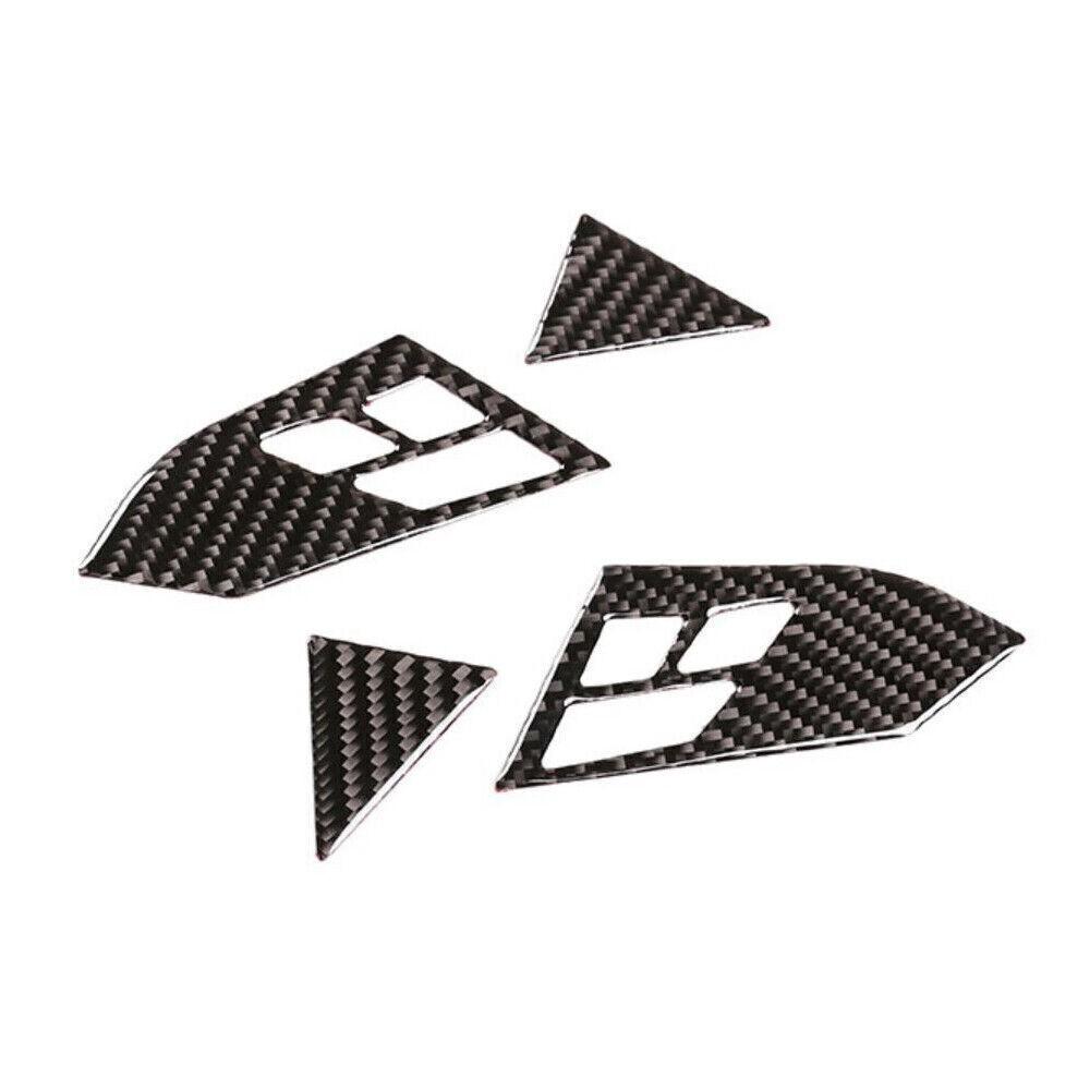 Real Carbon Fiber Steering Wheel Button Trim Cover For BMW E60 530i 528i 2004-10