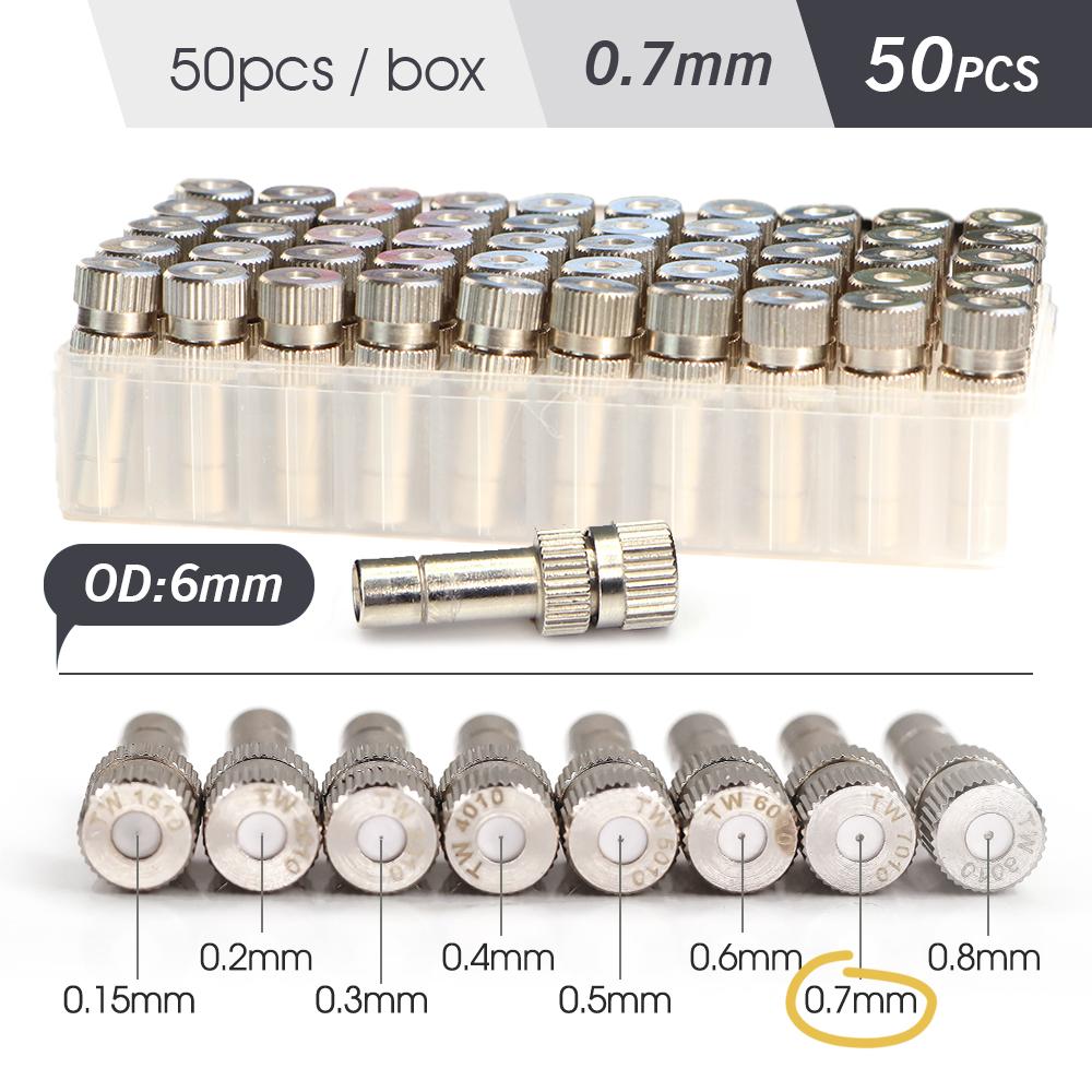 0.15-0.8mm Low-pressure Misting Nozzle 6mm Atomization Sprayer Quick Push Slip Lock for Garden Irrigation Humidification Cooling
