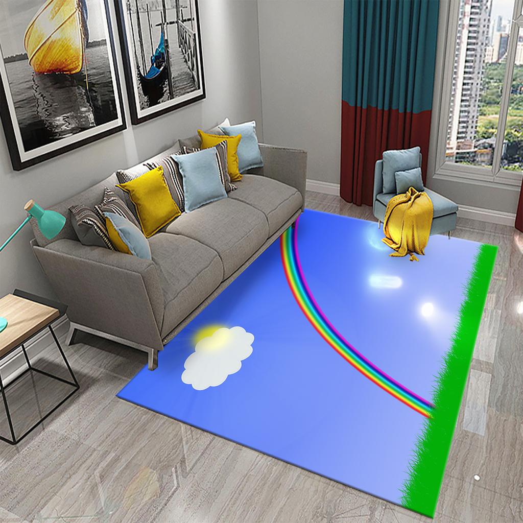 Bedroom Living Room Bathroom Rug Non-slip Home Decoration Cartoon Rainbow Flower Rug Game Room Children's Room Rug