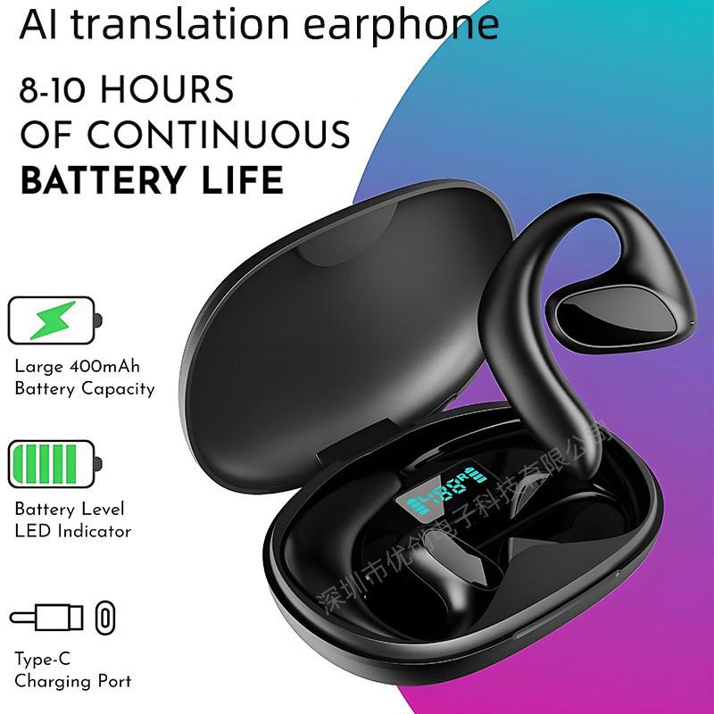 AI Translation Bluetooth Earphones with Long Battery Life, Active Noise Cancellation, Ultra-long Standby, and Permanent Free Translation