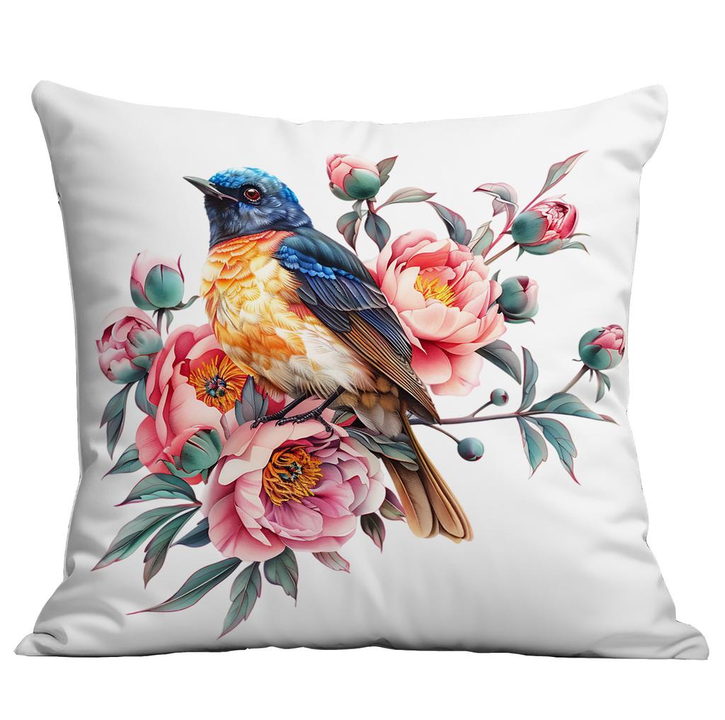 New Spring Flower and Bird Print Pillowcase Home Living Room Sofa Cushion Pillowcase
