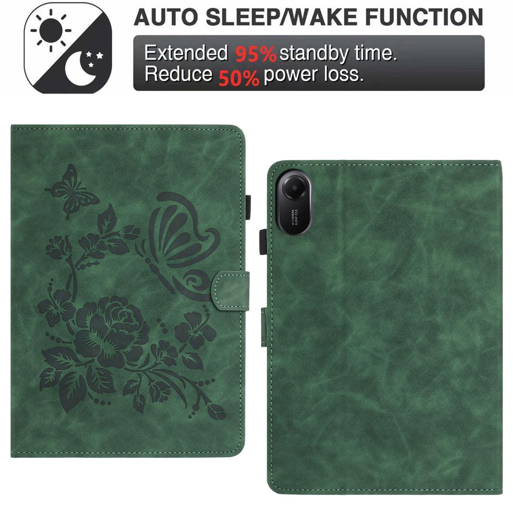For Xiaomi Redmi Pad 2 Case Card Holder Stand Butterfly Floral Imprinted Leather Tablet Cover