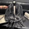 Scarf for Women New Style Elegant and Versatile Printed Long Scarf  Imitation Silk Scarf  Double-sided Gold Wire Sunscreen Shawl