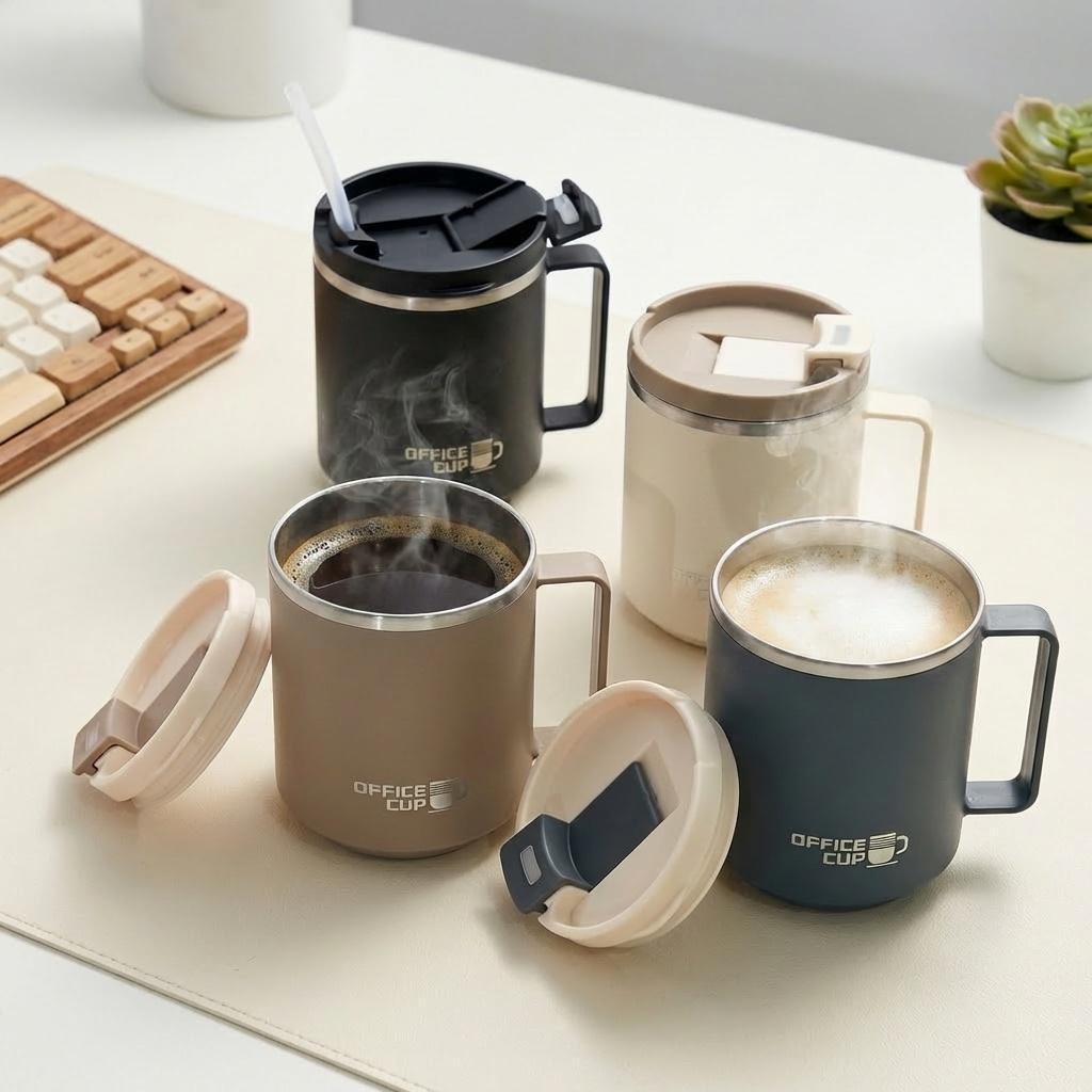 Portable Insulated Coffee Mug 304 Stainless Steel Double Wall Water Cup Tumbler With Handle Sealed Cold And Hot Milk Coffee Cup