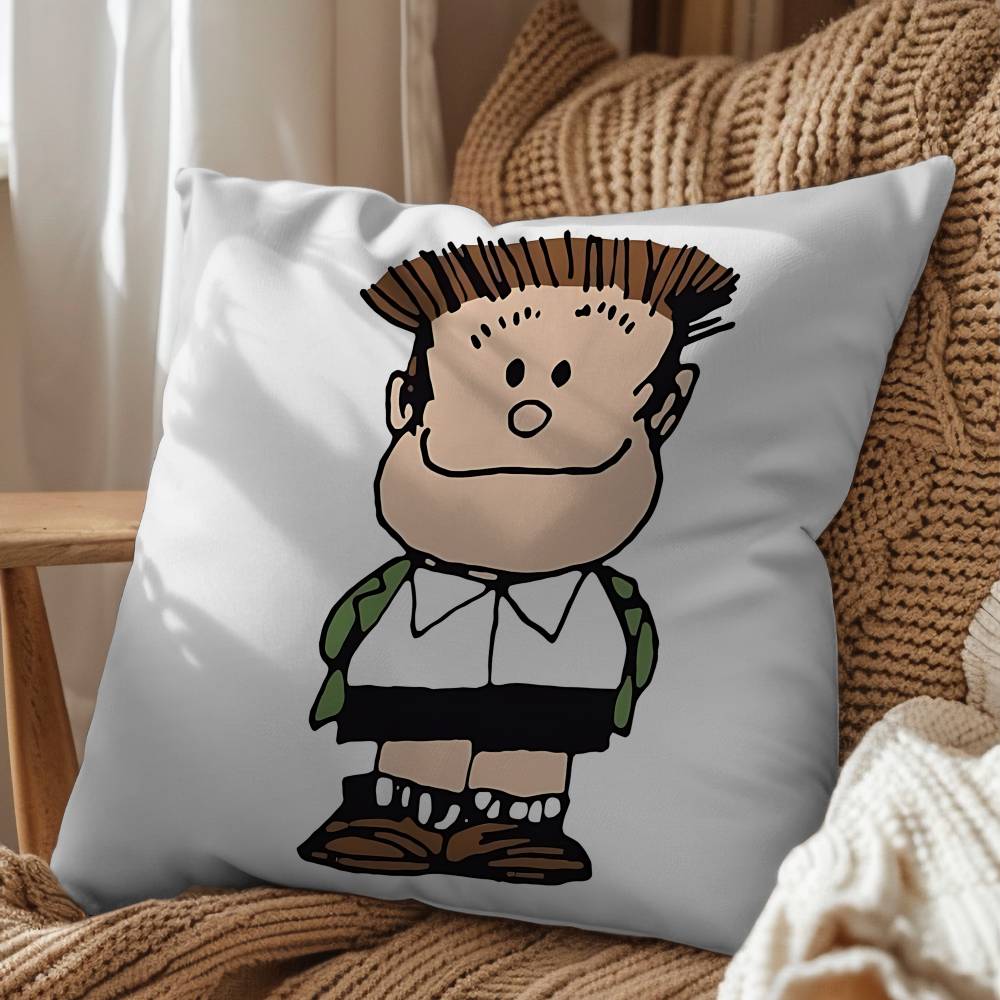 cartoon Manolito Art Mafalda Felipe Pillow Case Antidustmite Pillowcase Invisible zipper silky short plush Sofa cushion cover