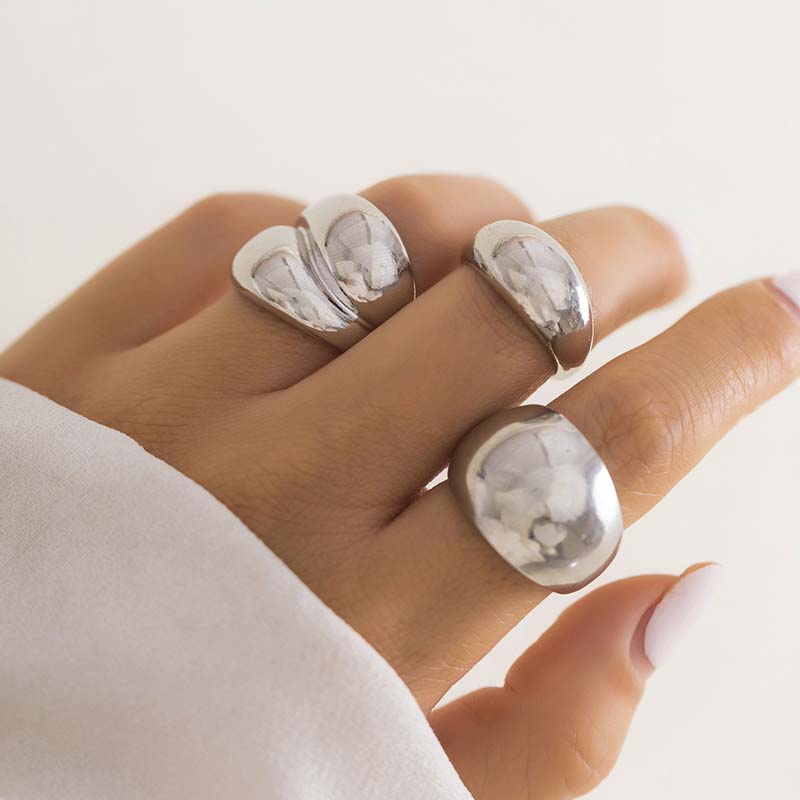 

3Pcs Vintage Gold Color Curved Geometric Rings for Women Men 2024 Trendy Metal Snake Adjustable Open Rings Wedding Zircon Gift