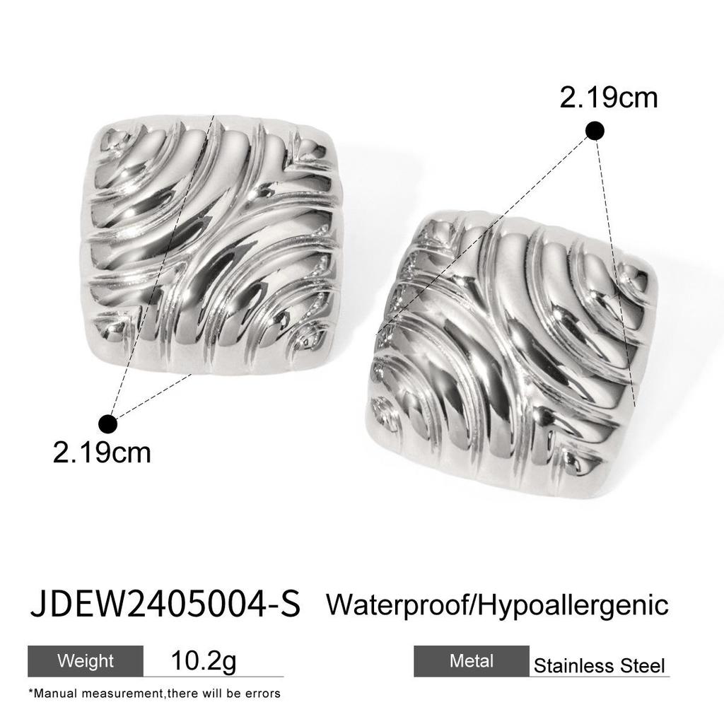 Jieding Stainless Steel Geometric Stud Earrings - High-End European & American Titanium Ear Jewelry