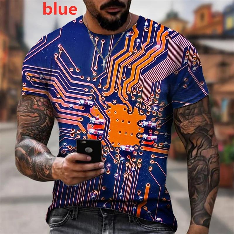 Funny CPU Processor Circuit Diagram Men's T-shirts Cool Designs 3D Electronic Chip Motherboard Mainboard Printing T-shirt