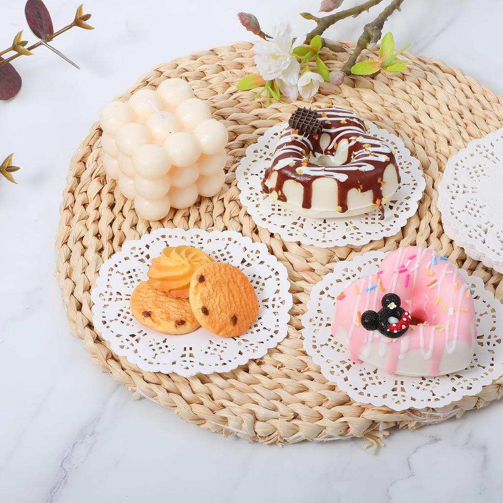 150 Pcs 4.5 Inch White Paper Doilies, Disposable Round Lace Paper Doilies, Doilie for Tables for Food Cakes Desserts Crafts and Table Decorations