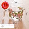Retro Flower Measuring Cup with Lid Glass Milk Juice Cup with Scale Measuring Jars Household Kitchen Gadgets Baking Cooking Tool