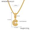 Minimalist Letter Inlaid Diamond Copper Pendant Necklace with Long Box Chain in Gold-Plated Titanium Steel