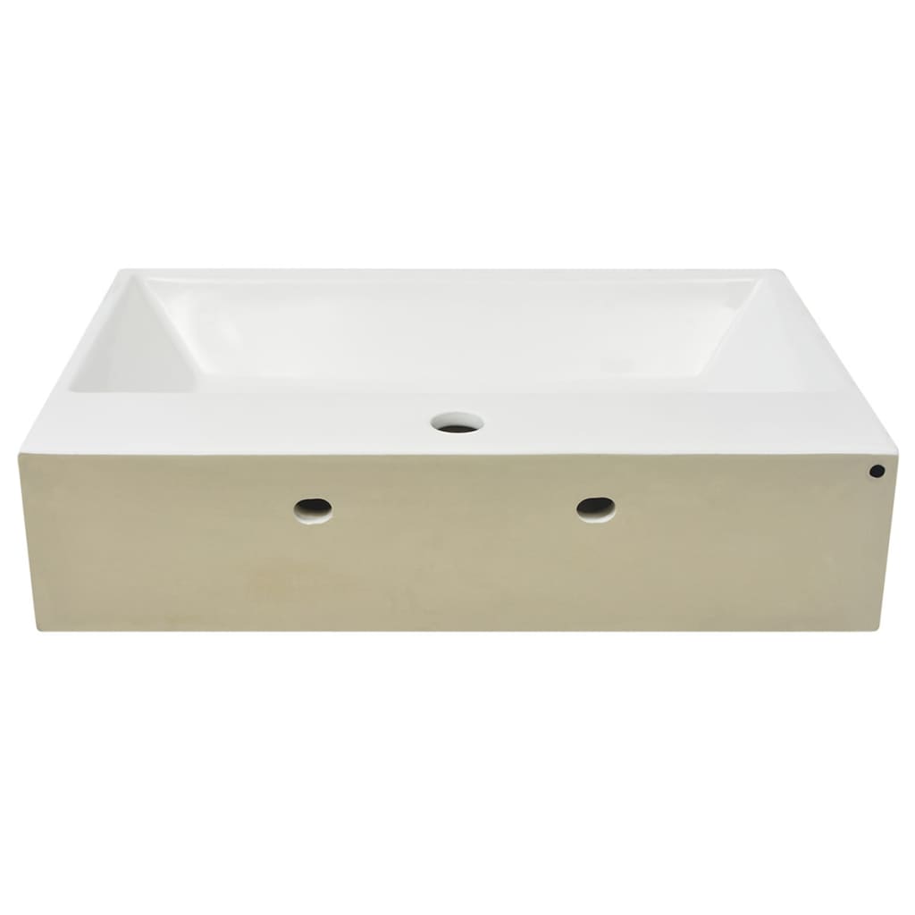 White Ceramic Washbasin with Faucet Hole 60.5 X 42.5 X 14.5 Cm