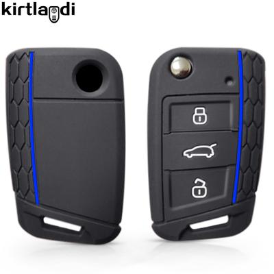 Silikonowy Pokrowiec Uchwyt na Klucze dla Skoda Octavia A7 Rapid Kodiaq Fabia Seat Ibiza Leon Ateca dla VW POLO Golf 7 Tiguan T-Roc T6 Etui