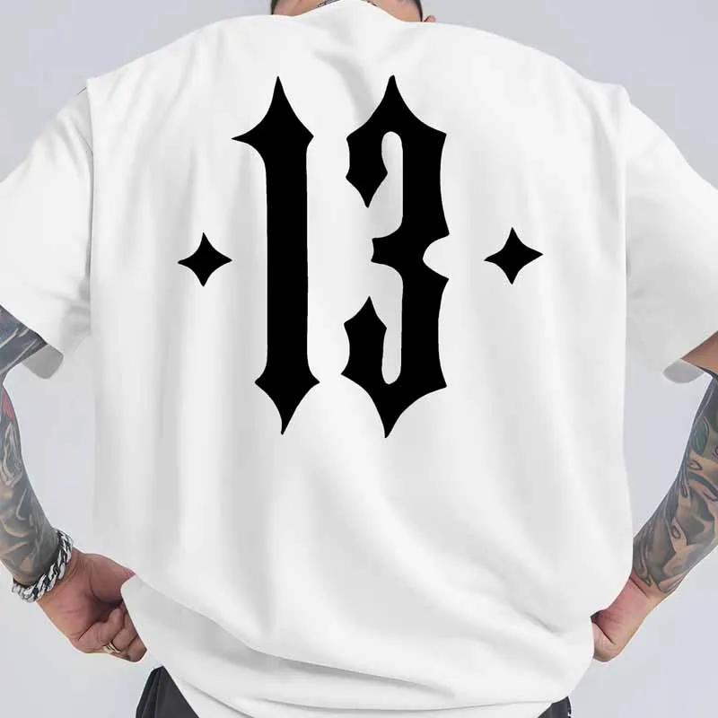 Number 13 Print T Shirt Summer Unisex Casual Fashion High Street American Style Tops Oversize Crew Neck Short Sleeve Cotton Tees