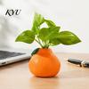 Sustainable Plastic Flower Vase Orange Shaped Vase, Decorative Hydroponics Creative Container, Small Unique Tabletop Ornament Pot for Living