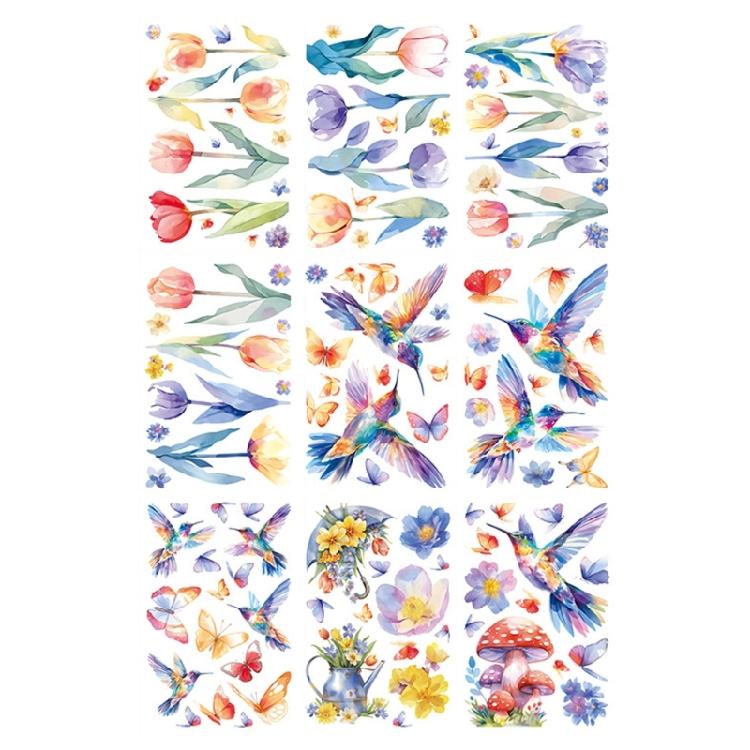 9 Sheets Reusable Spring Window Clings Sticker with Bright Color and Rich Pattern for Shopkeepers and Home Decoration