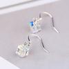 Iridescent AB Aurora Borealis Square Faceted Crystal Charm Drop Earrings Silver Wire Hook Dainty Casual Ladies Accessories