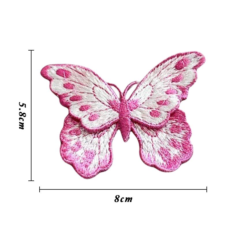5Pcs Colorful Butterfly Fabric Applique Embroidery Patches 8x5.8cm Sew-On Stickers for DIY Sewing Hanfu Dress Clothing Patch