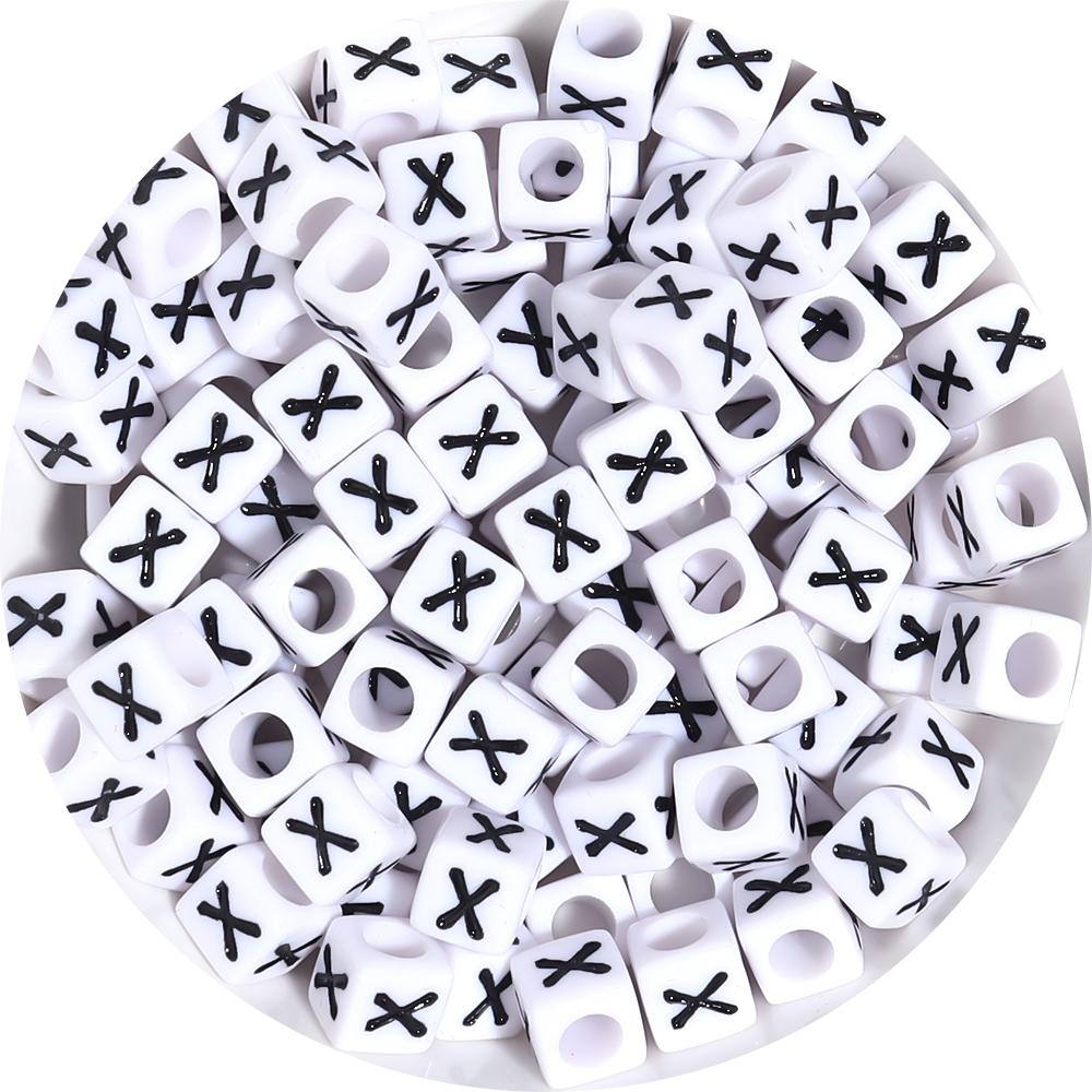 50-100pcs White And Black Color Letter Beads Alphabet Loose Beads Square Beads For Jewelry Making DIY Earring Bracelet Charm