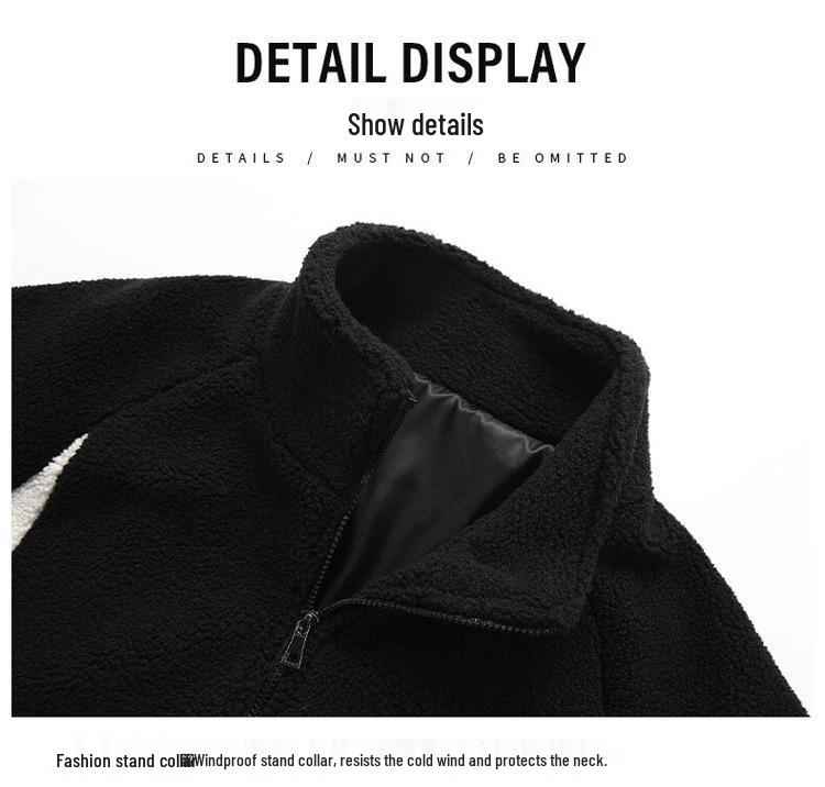 Men's Thick Lambswool Fleece Sports Cardigan - Warm & Stylish for Fall/Winter