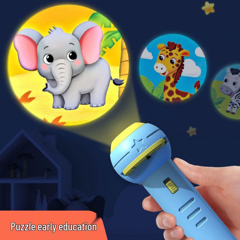 Children's Animal Projector Flashlight - Early Education Luminous Toy for Baby Picture Recognition and Cartoon Projection Gifts