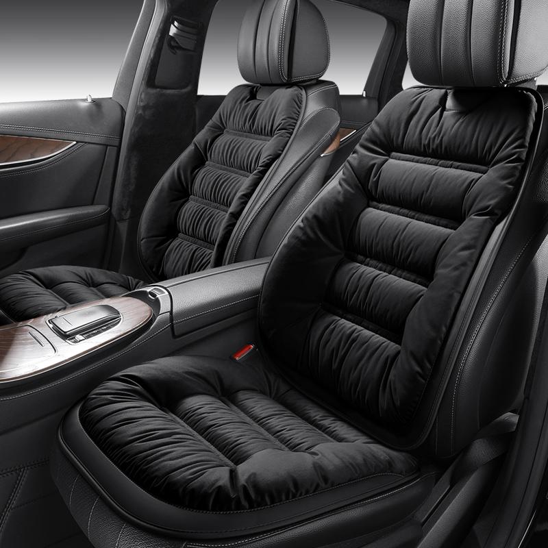 2-seater Elegant Comfortable Down Feather Car Seat Cushion Plush PU Leather Thick Warm Cozy for Autumn Winter