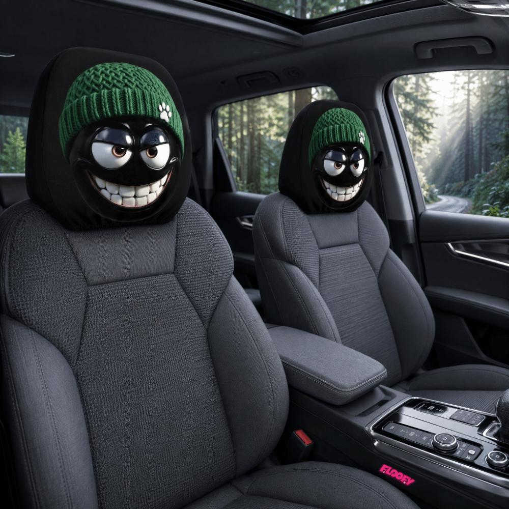 2PCS Cartoon Car Headrest Covers Exaggerated Car Seat Headcover Halloween Christmas Holiday