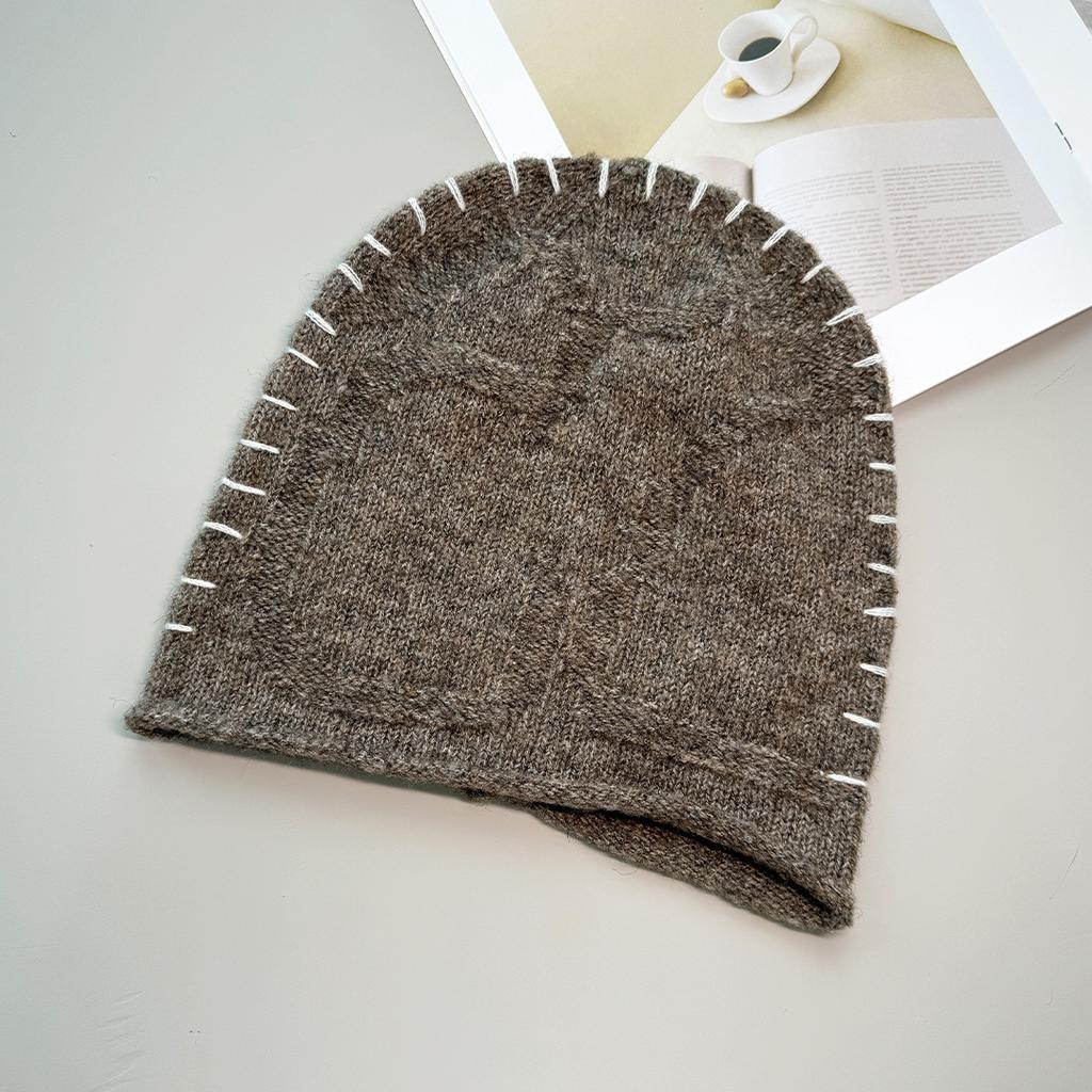 Wool hat star niche hand-stitched knitted hat women's baotou hat autumn and winter stacking hat