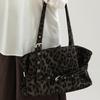 Suedes Bag With Leopards Print Design Spacious Retro Shoulder Bags Underarm Purse Handbag For Women Work Commute  Green