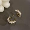Boucles d'oreilles créoles en perles style coréen: Boucles d'oreilles à clous Aiguille d'Argent pour Femmes - Bijoux de Mariée d'Automne/Hiver Luxueux avec un Attrait Haut de Gamme.