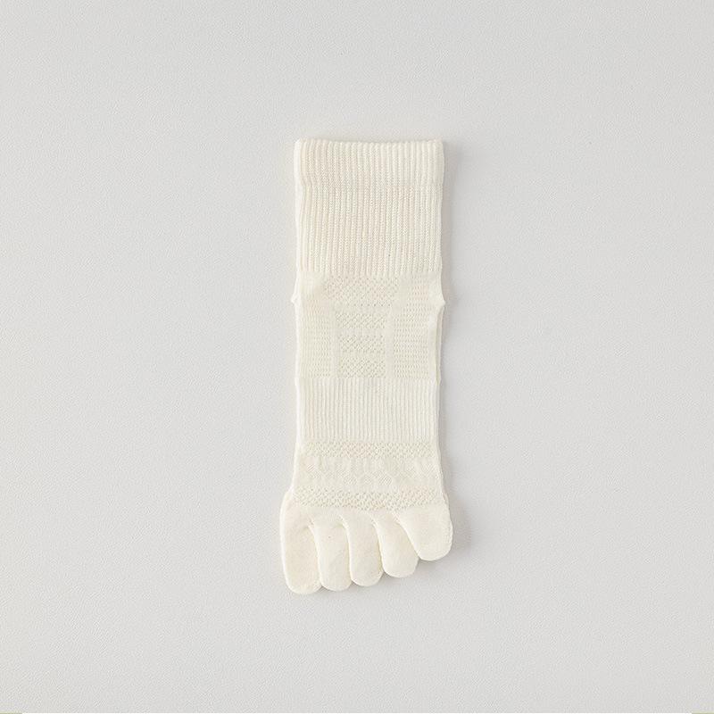 Women Summer Thin Mesh Breathable Pure Color Sweat Absorbent Boneless Short Five Finger Socks