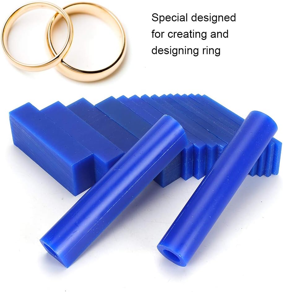 15PCS Blue Carving Wax Blocks Ring Mold Kit and 2pcs Wax Tubes for Lost Wax Casting Jewelry Making DIY Tools