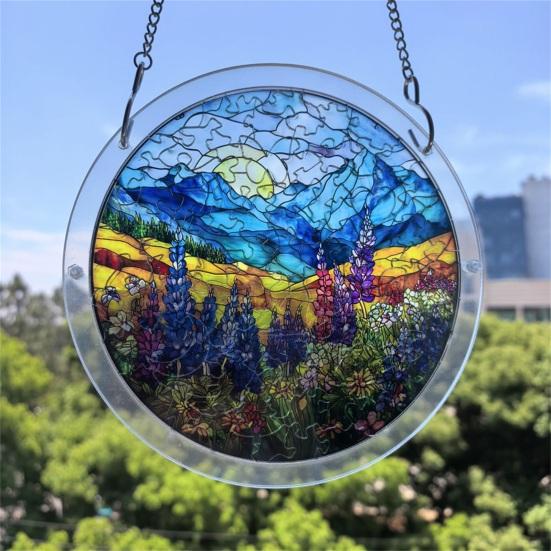 Acrylic Jigsaw Puzzle Suncatcher Kit, Stained Glass Style DIY Window Hanging Ornament for Home Decor, Gift for Women Men Mom