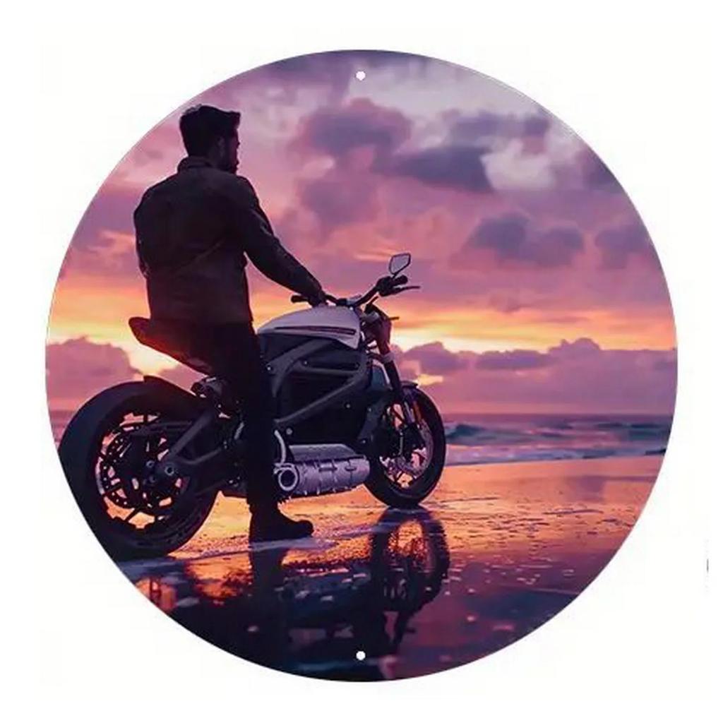 Vintage D Tłoczony Okrągły Metalowy Znak Motocyklowy Zestaw Retro Biker Chopper Dekoracja Ścienna do Garażu Jaskini Mężczyzny Baru Pubu Entuzjasta Motocykli