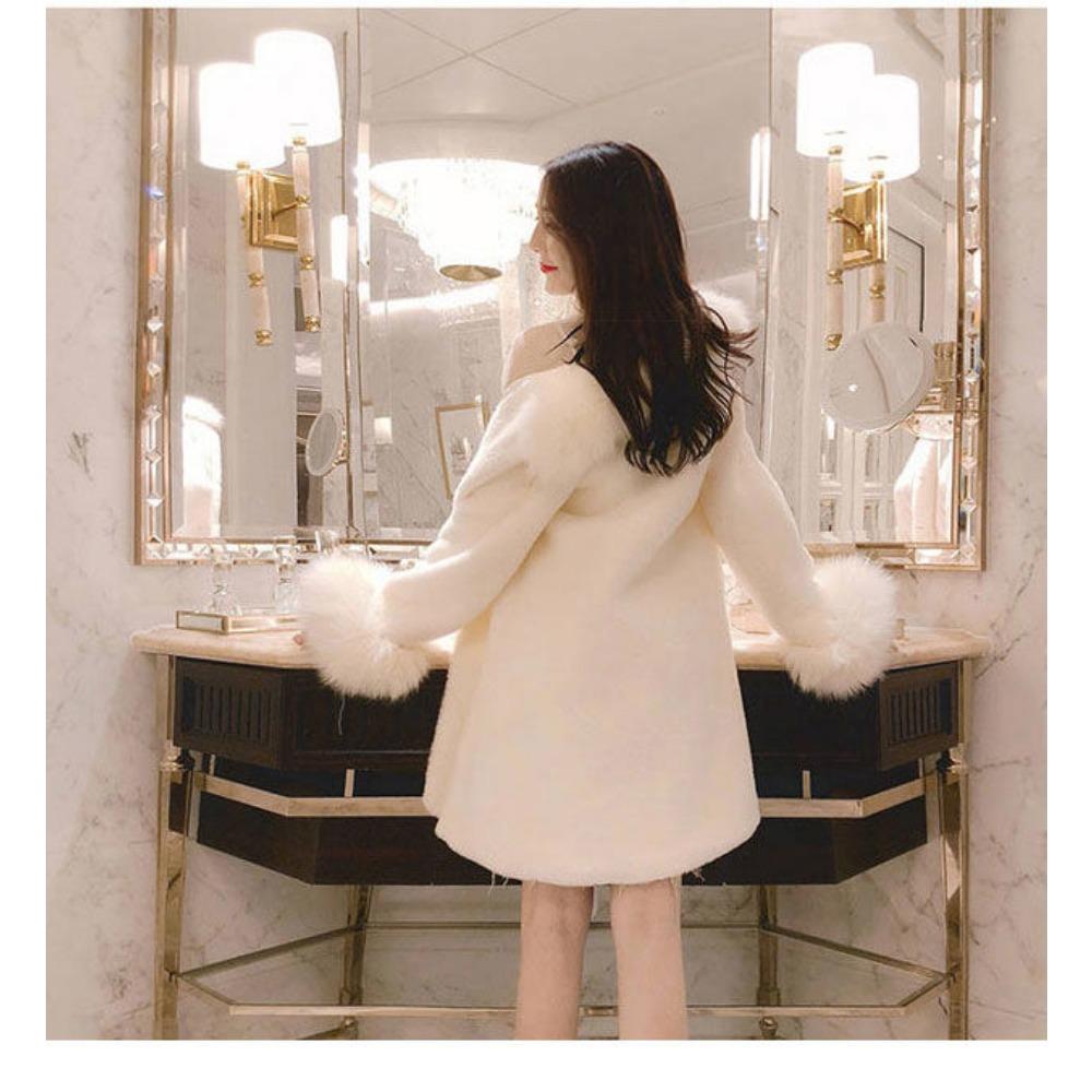 New Mink Velvet Coat for Women Loose Student Winter Mid-length Furry Fur Coat Furry Woolen Fabric