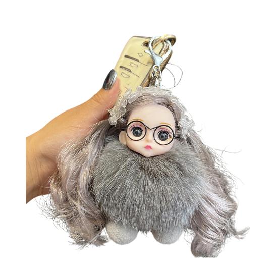 Keychain Pendant Girl Style Plush Doll Charm Soft Stuffed Key Holder Backpack Car Wallet Bag Accessory