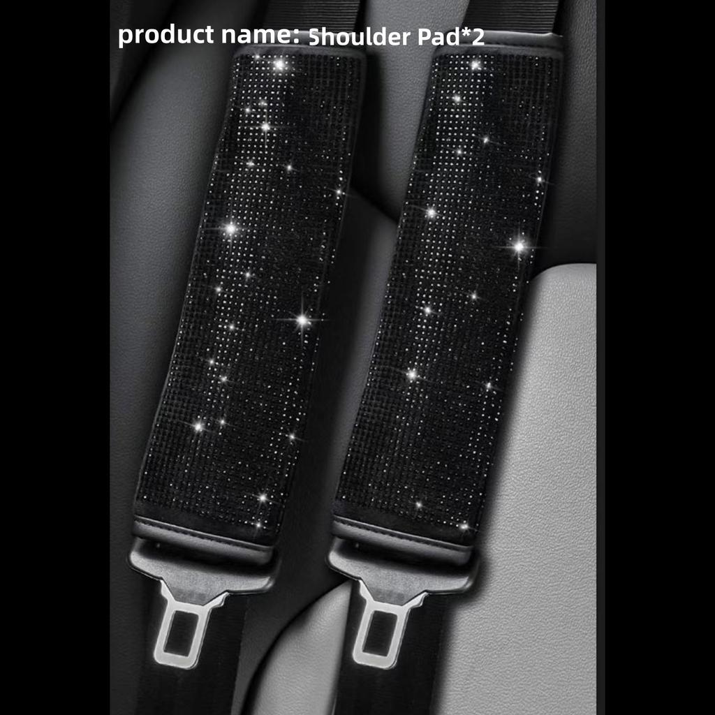 2PCS Car Diamond Shoulder Cover, Safety Belt Cover, Car Interior, Car Use, Sparkling Diamond Water Diamond Belt