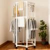 Hexagon Rotating Floor Clothes Rack Dormitory Coat Hanger Stand Indoor Drying Rack Movable Garment Organizer Hat Stand