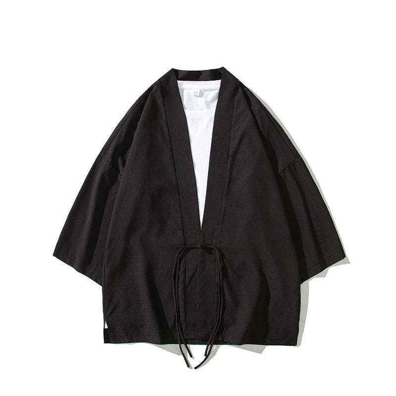 2025 Sommar Herr Casual Skjortor Herr Kinesisk Stil Streetwear Vintage Skjorta Herr Lös Öppenstickad Skjorta Man Enfärgad Cardigan