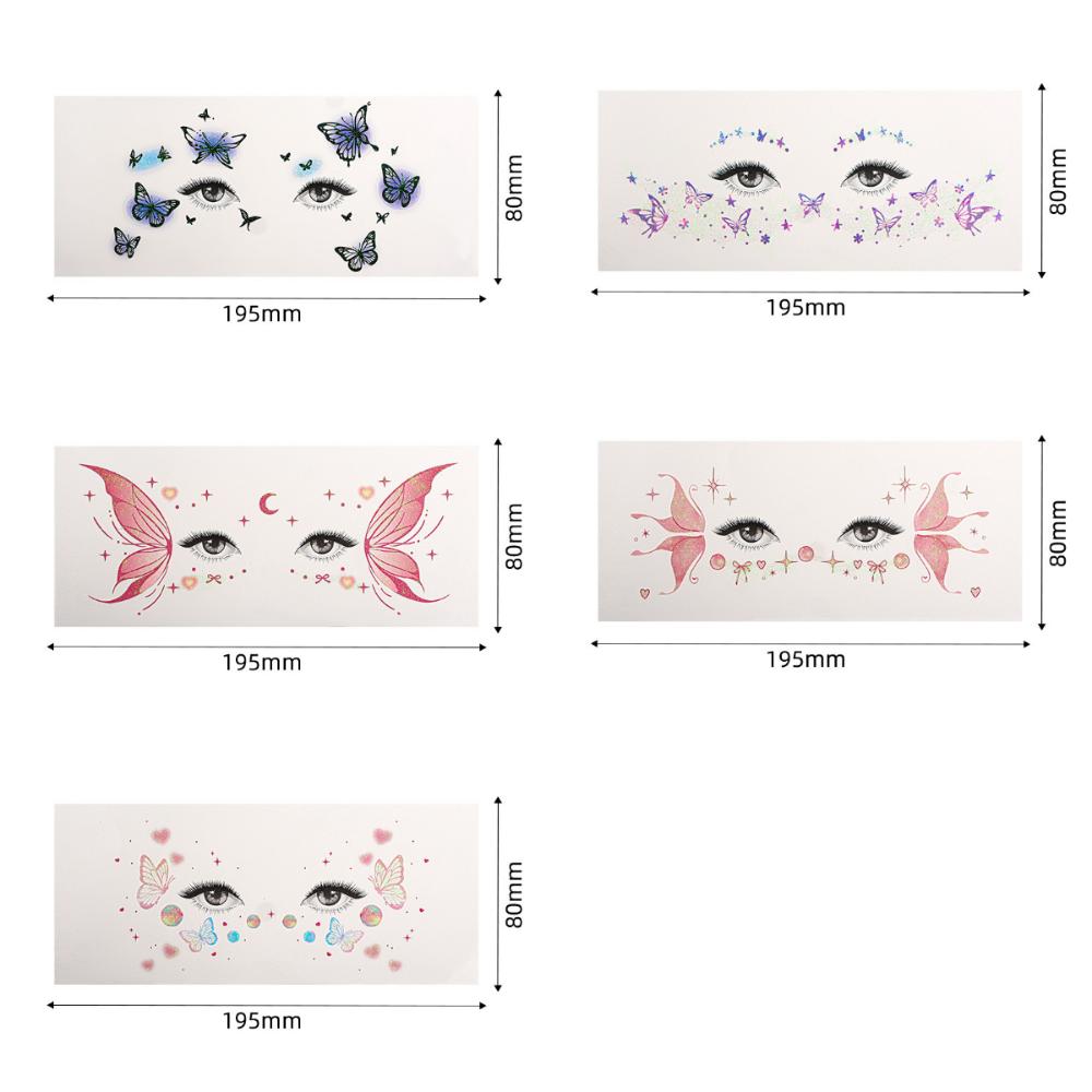 5PCS Waterproof Temporary Tattoo Glitter Star Glitter Tattoo Sticker  For Women Girl
