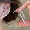 Elegant Asymmetrical Pearl and Silver Needle Ear Clips: Fashionable Retro Cartilage Earrings