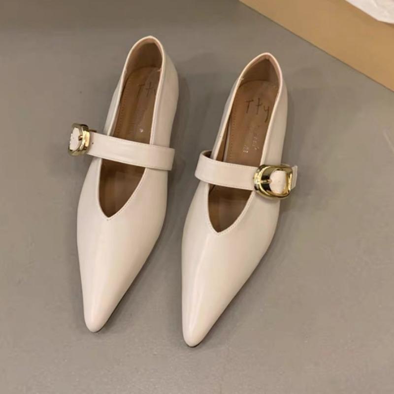 Women's Low Heel Shoes Spring New Pointed Head Shallow Mouth Soft Sole Anti-slip Wear-resistant Low Top Shoes