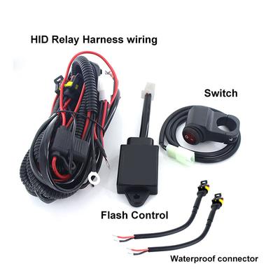 Motorcycle Fog Light Spot Light Wire Cable Switch Relay Flash Control Wiring Harness Kit