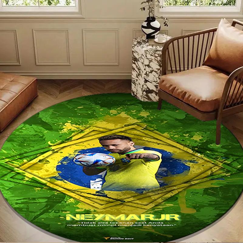Brazilian Football Star Round mat Home Decor, Chair rug For livingroom,Bedroom, doormat home decor Birthday Gift Christmas Gifts