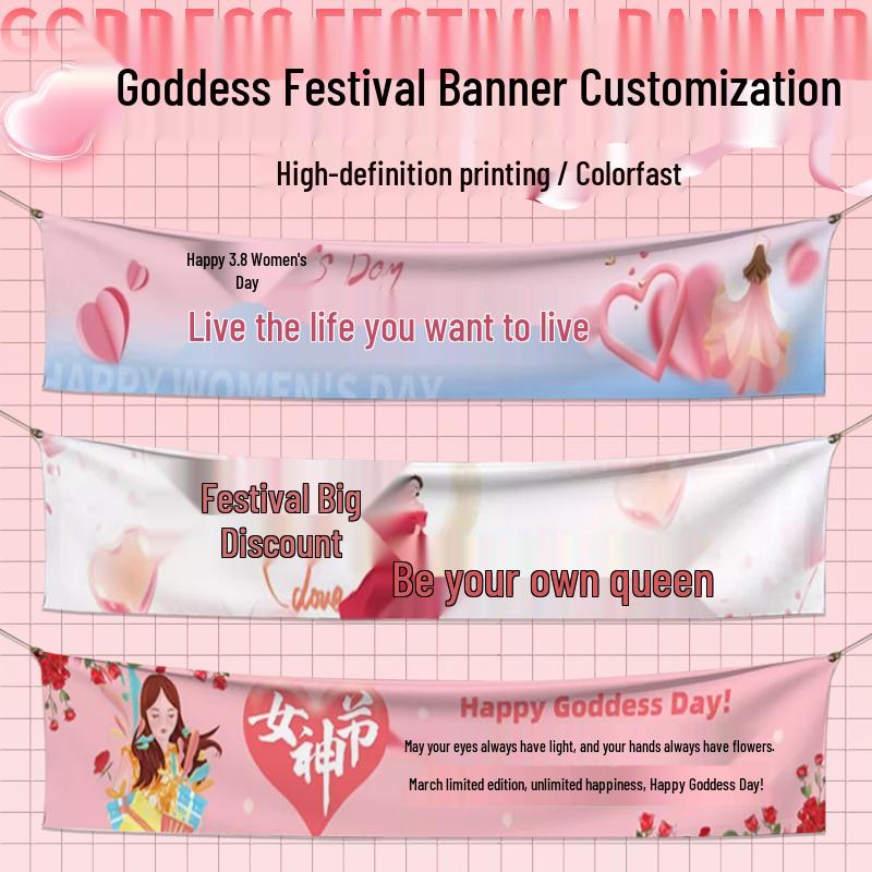 Shopping Mall Decoration: Women s Day Hanging Banner and Cloth Flag for March 8th Celebration