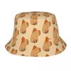 Harajuku Capybara Pattern Bucket Hats Unisex Packable Outdoor Kawaii Animal Fishing Cap Summer Beach Hatwear Bob