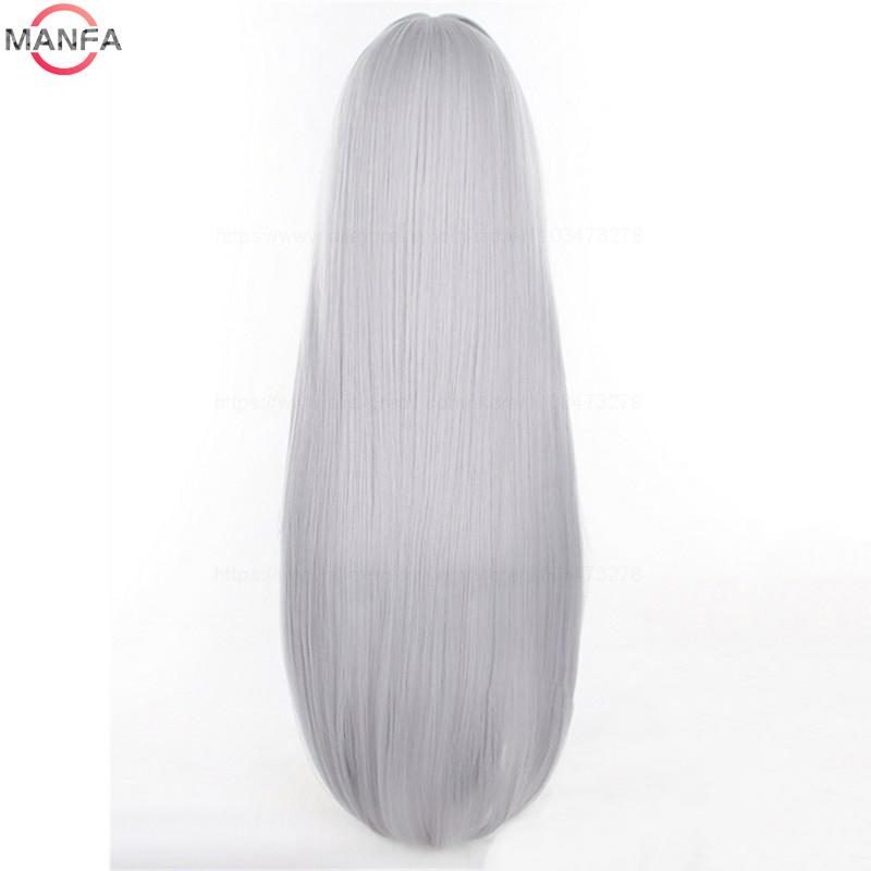 High Quality Frieren Cosplay Wig Anime Frieren At The Funeral 85cm Long Silver White Wigs Heat Resistant Synthetic Wigs