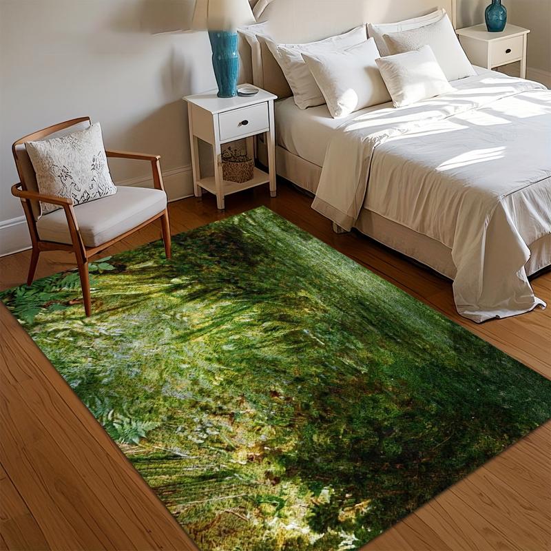 

3D Realistic Moss Carpet Living Room Forest Decor Rug Deep Green Bedroom Rug Machine Washable Soft Floor Mat Home Forest Decor 40x60CM