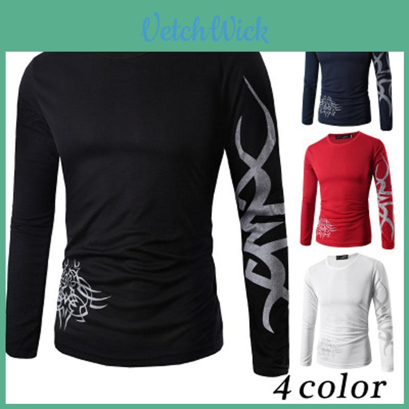 Premium Quality Fashion Men's Slim Fit O-neck Long Sleeve Muscle Tee T-shirt For Casual Wear