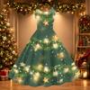 Damen Weihnachtsdruck Off-Shoulder Vintage Kleid